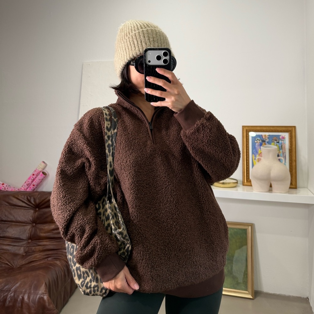 NEW Athleta Cozy Brown Women’s Teddy Pull Over